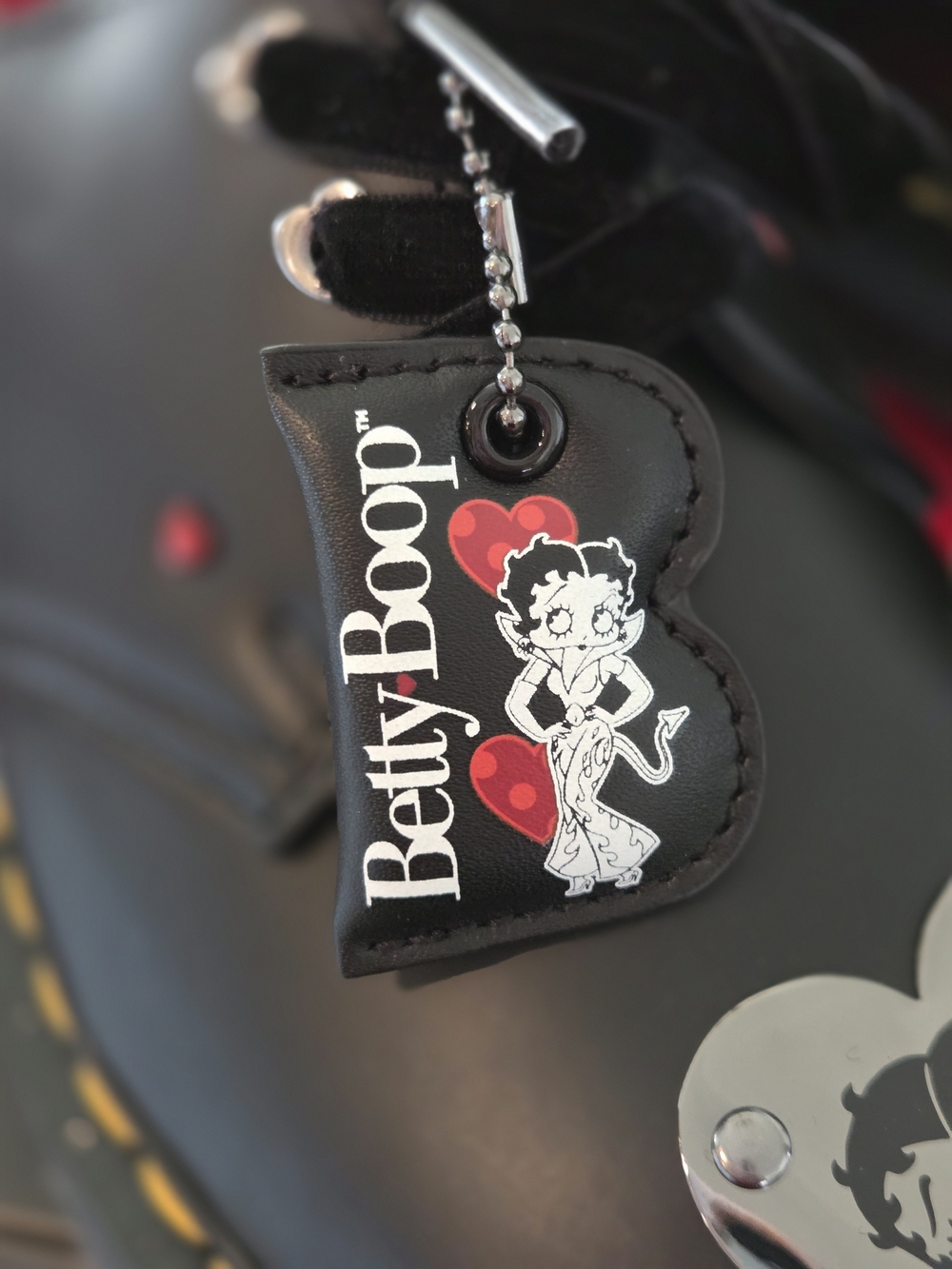 Dr. Martens X Betty Boop Heart Black Leather Accent Lace-Up Shoes - Picture 5 of 11